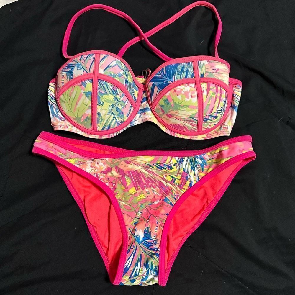 Coral Woman’s 2pc bikini multicolor neon pink